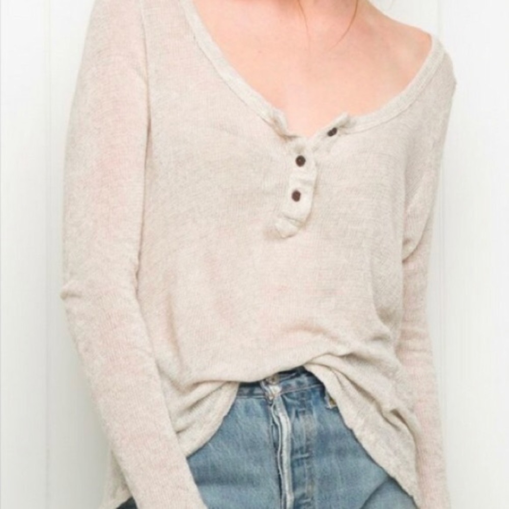 Brandy Melville Oatmeal Henley Top